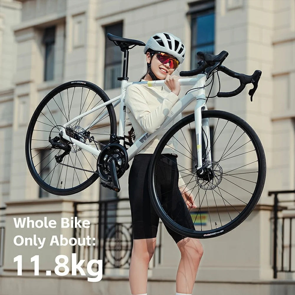 WEST BIKING JX100 700C Road Bike Lightweight Aluminum Alloy Disc Brake Bicycle for 165 - 178cm Height - Black - 6