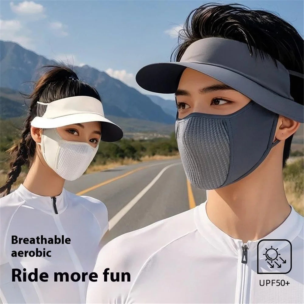 GOLOVEJOY XTJ146 Summer Cycling Face Mask Ice Silk Breathable UV Shield Face Cover Sun Hat - Dark Grey - 3