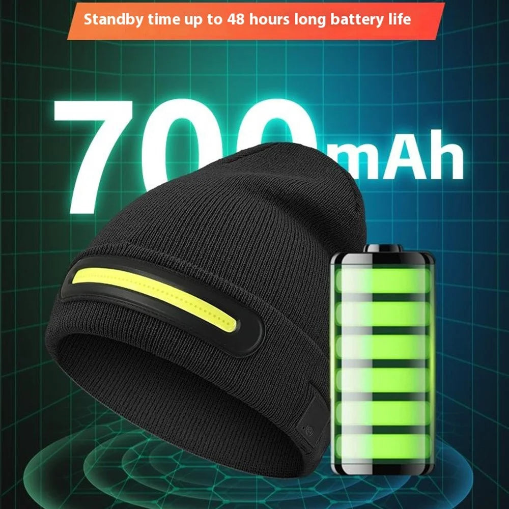 M1-TD3 LED  Light Rechargeable Beanie Hat Night Running Warm Knitted Cap Illuminated Headwear - 2
