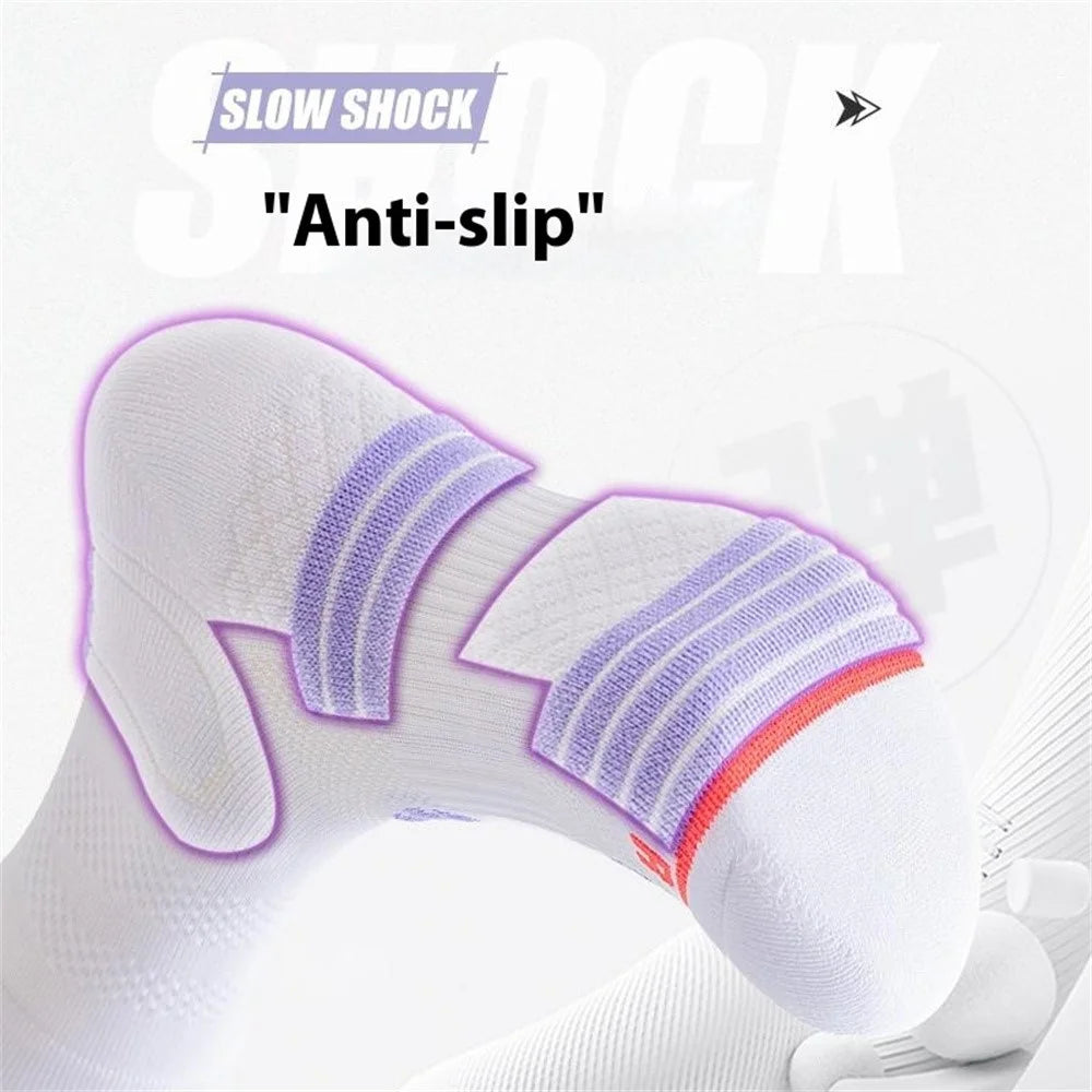 PORFIN Professional Sports Socks Sweat Wicking Mid Calf Socks for Running / Fitness / Basketball, Size L - Light Green - 2