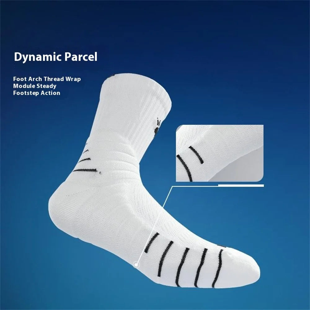 PORFIN 664 Summer Professional Sports Socks Non Slip Long Tube Breathable Soccer Socks, Size S - White+Blue - 2
