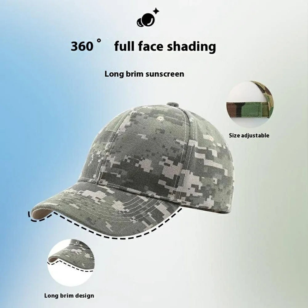 Outdoor Sun Hat Wide Brim Baseball Cap Tactical Camo Sports Hat for Hiking Camping - Leaves Print - 3