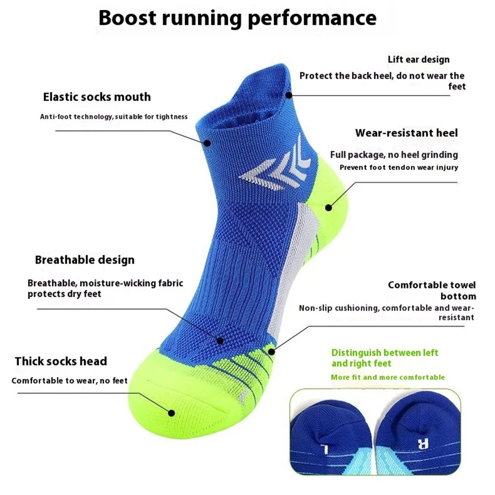 PORFIN JCB3020 Running Socks Summer Athletic Socks Quick Dry Non Slip Sports Ankle Socks, Size M: 34-38 - Lake Blue - 7