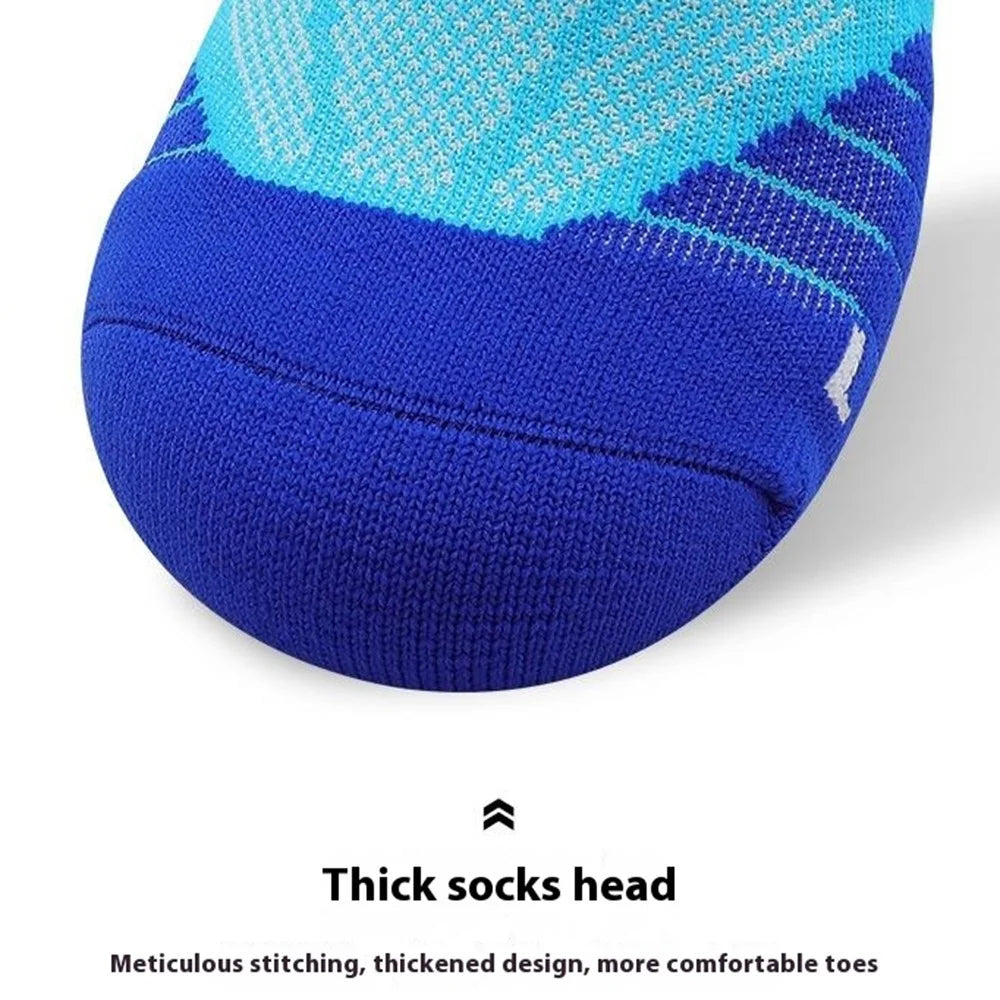 PORFIN JCB3020 Running Socks Summer Athletic Socks Quick Dry Non Slip Sports Ankle Socks, Size L: 39-44 - Lake Blue - 4