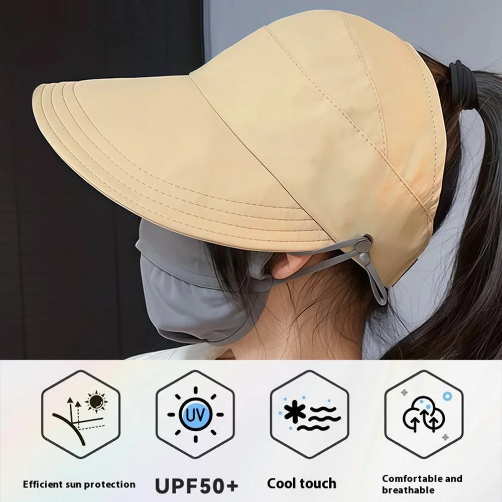 KDYFM Summer Outdoor Sun Hat Breathable Mesh Liner Wide Brim Visor Cap for Hiking  /  Fishing - Black - 2