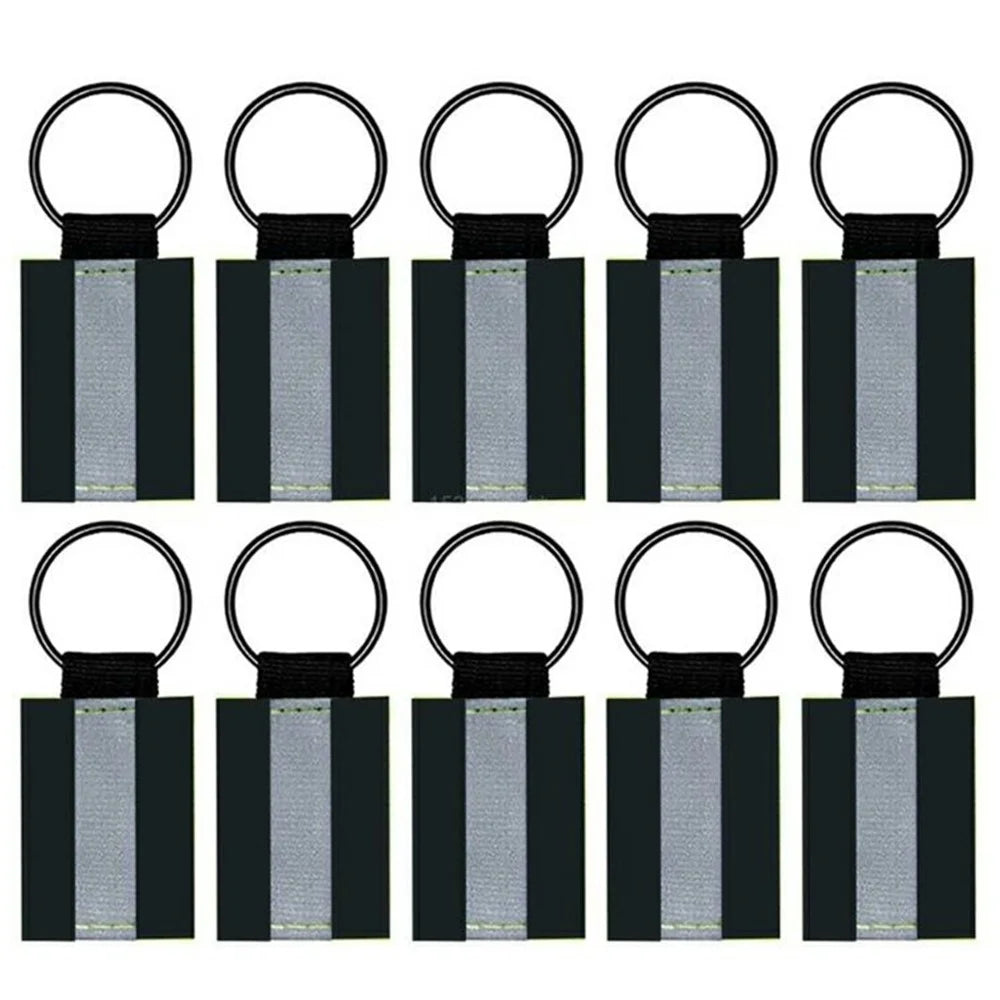 10Pcs Reflective Safety Key Ring Night Outdoor Activities Visibility Enhancing Pendants - Black - 1