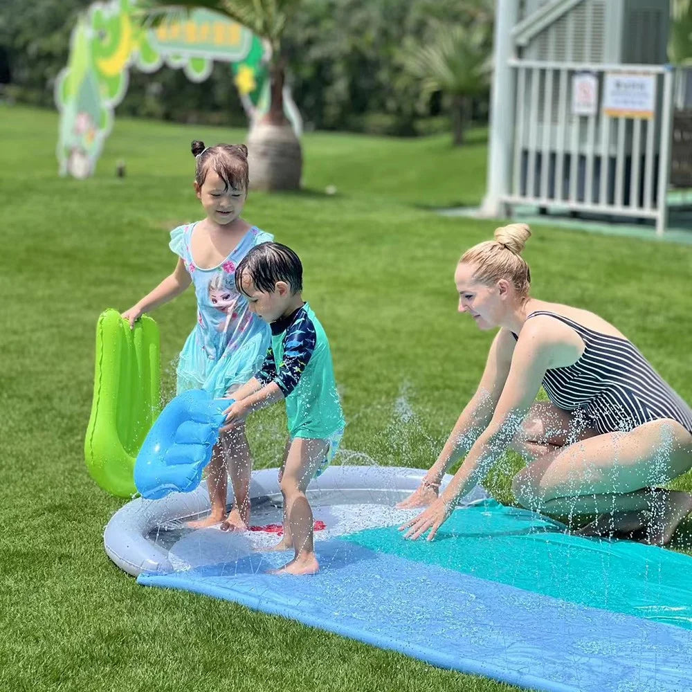 550cm Outdoor Inflatable Water Slide PVC Lawn Slip Interactive Aqua Glide Whale Shaped Waterslide Toy - 4