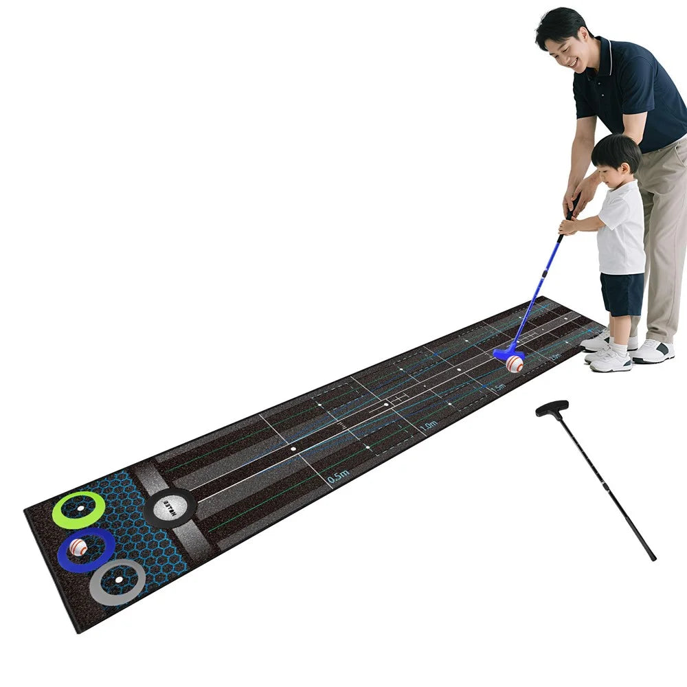 PM003 Golf Putting Mat Set Indoor Outdoor Training Aid Practice Blanket with Alignment Lines - 2