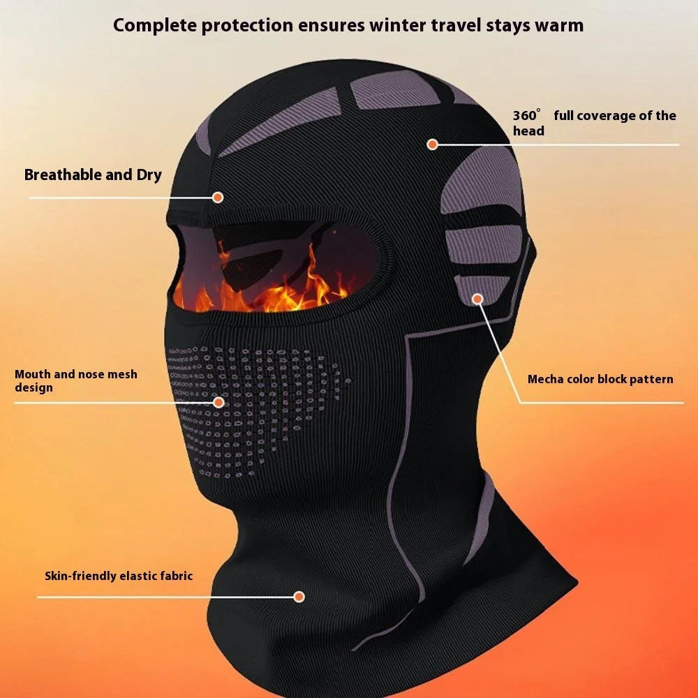 Winter Motorcycle Riding Balaclava High Elastic Nylon Ski Mask Honeycomb Breathable Windproof Neck Gaiter - Black - 4