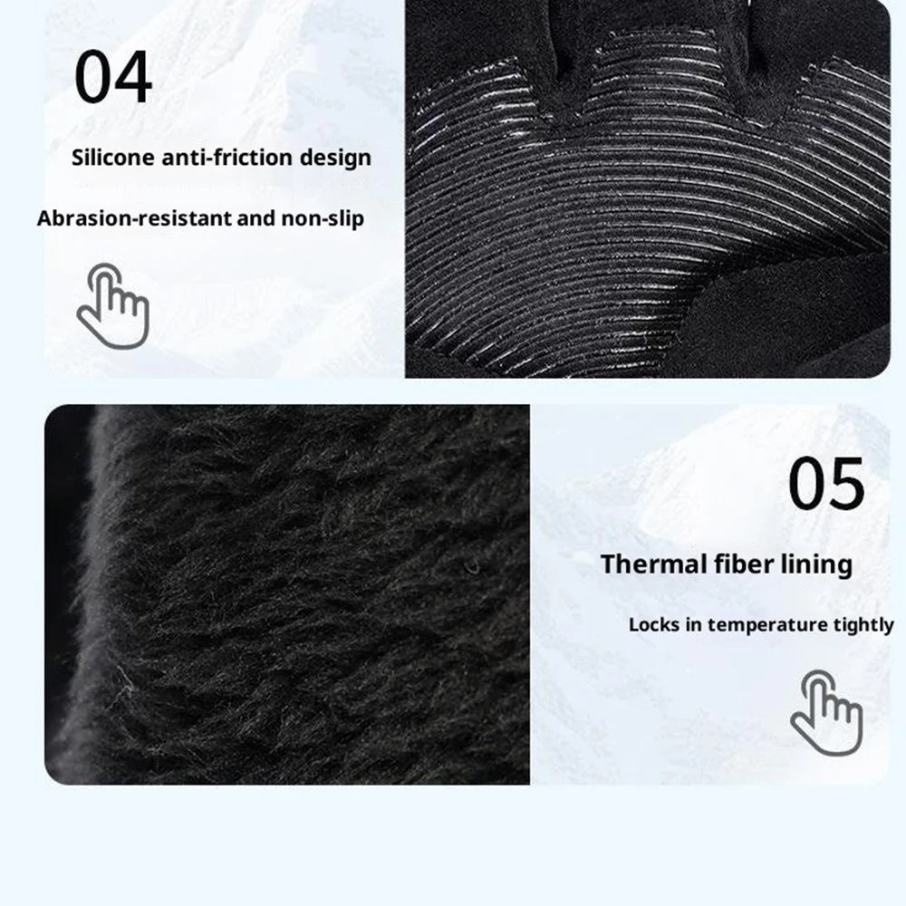 GOUNOD GL087 Full Finger Ski Gloves Winter Fleece Lined Windproof Touchscreen Mittens for Outdoor Cycling Climbing - Black / XS - 6