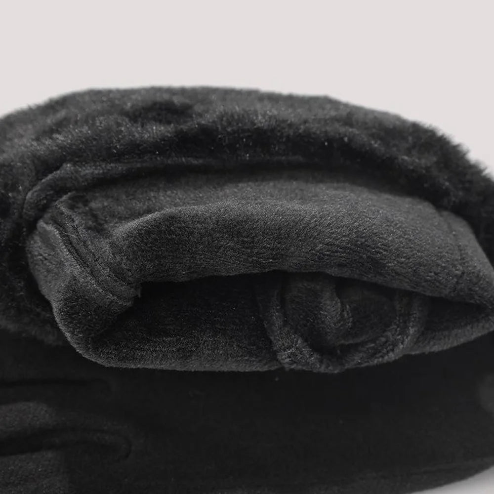 1 Pair Winter Gloves Windproof Fleece Lined Touchscreen Index Finger Cycling Gloves for Women - Black - 6