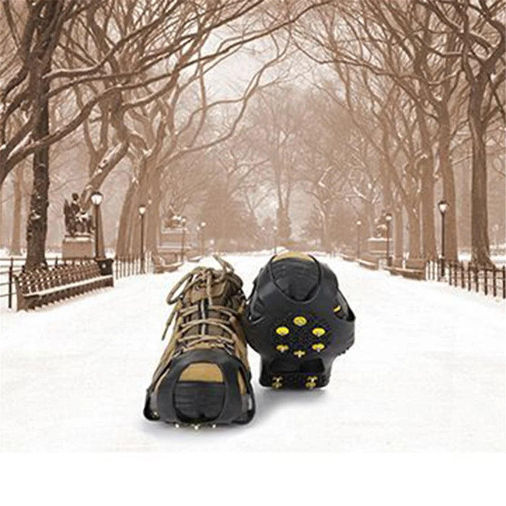 1 Pair Anti-slip 10 Stud Ice Gripper Spikes for Shoe Climbing Snow Crampons Cleats Claws Grips Boots Cover, Size S - 6