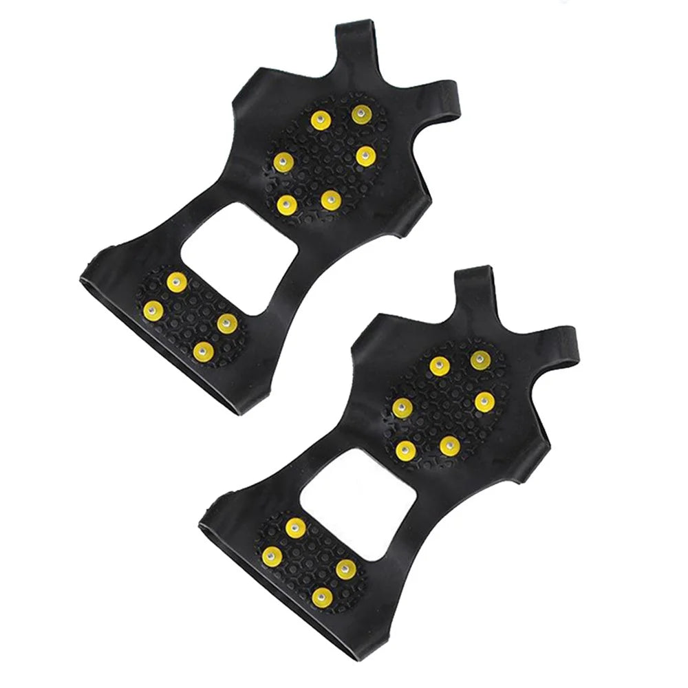 1 Pair 10 Stud Anti-Skid Snow Ice Climbing Shoes Cover Spikes Grips Cleats Over Shoes Covers Crampons, Size XL - 1