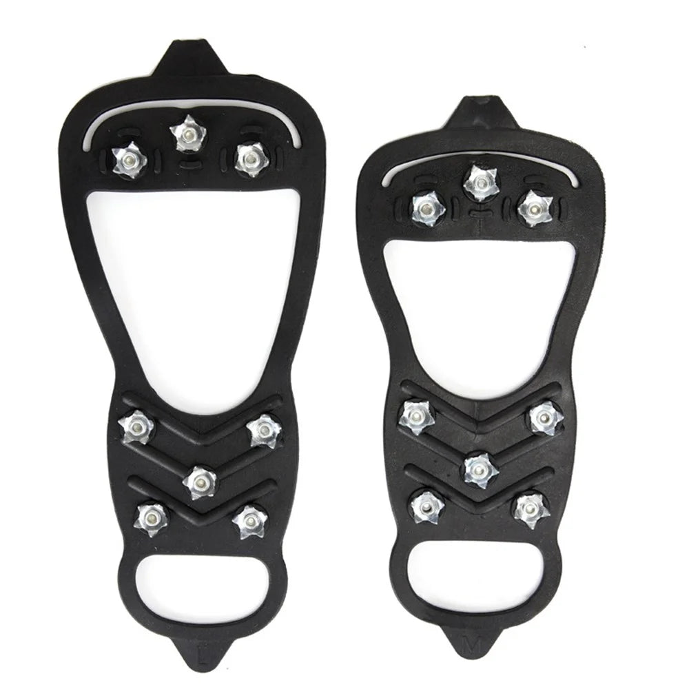 1 Pair 8 Steel Stud Ice Gripper Spikes for Shoe Anti-Slip Climbing Snow Crampons Cleats Claws Grips Boots Cover, Size M - 1