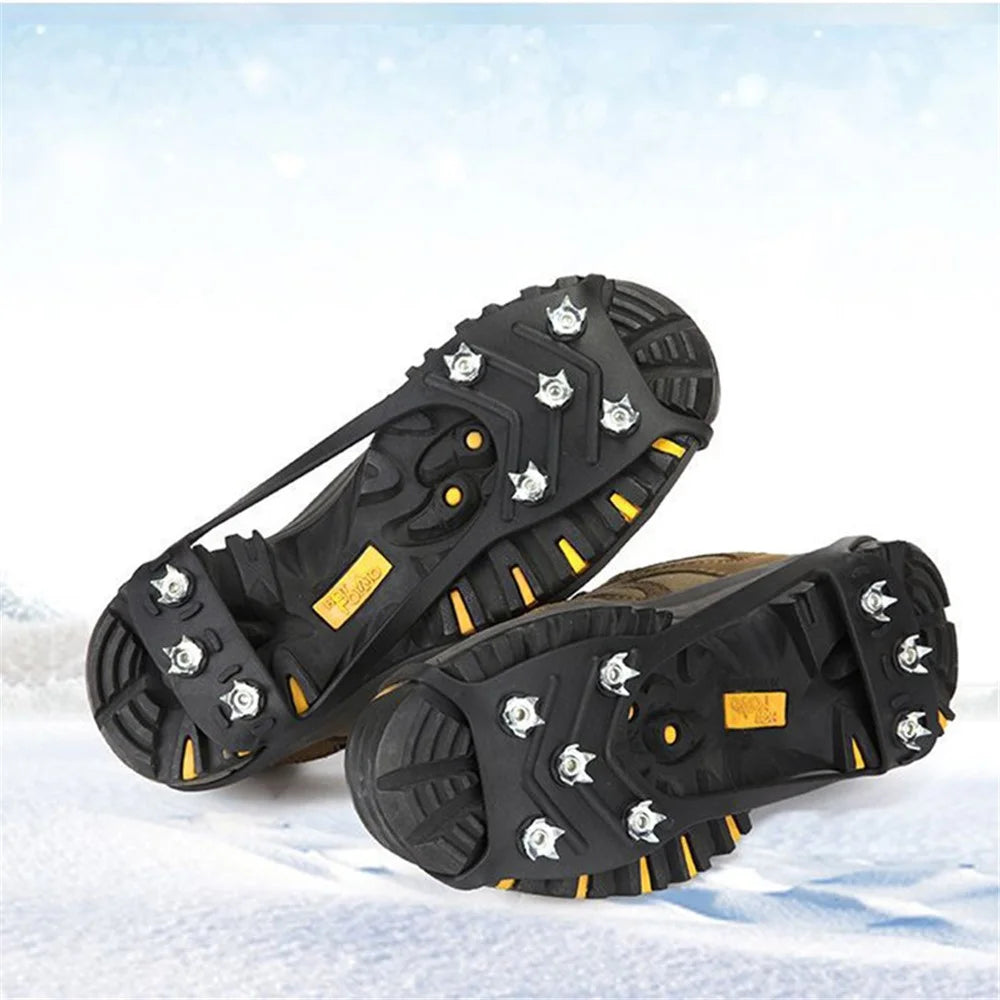 1 Pair 8 Steel Stud Ice Gripper Spikes for Shoe Anti-Slip Climbing Snow Crampons Cleats Claws Grips Boots Cover, Size M - 2