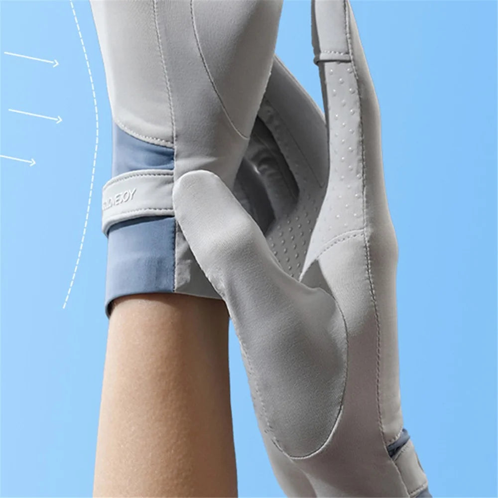 GOLOVEJOY XG58 1 Pair Women UV Protection Ice Silk Gloves Flip Fingertips Anti-skid Summer Cycling Gloves - Grey - 2