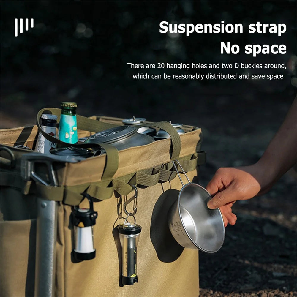 Outdoor Camping Travel Tools Storage Large Capacity Bag Folding Firewood Handbag Picnic Barbecue Cutlery Organizer - Khaki - 3
