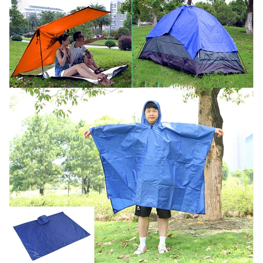 AOTU 3 In 1 Raincoat Backpack Rain Cover Cycling Rain Poncho Waterproof Outdoor Camping Tent Mat - Blue - 5