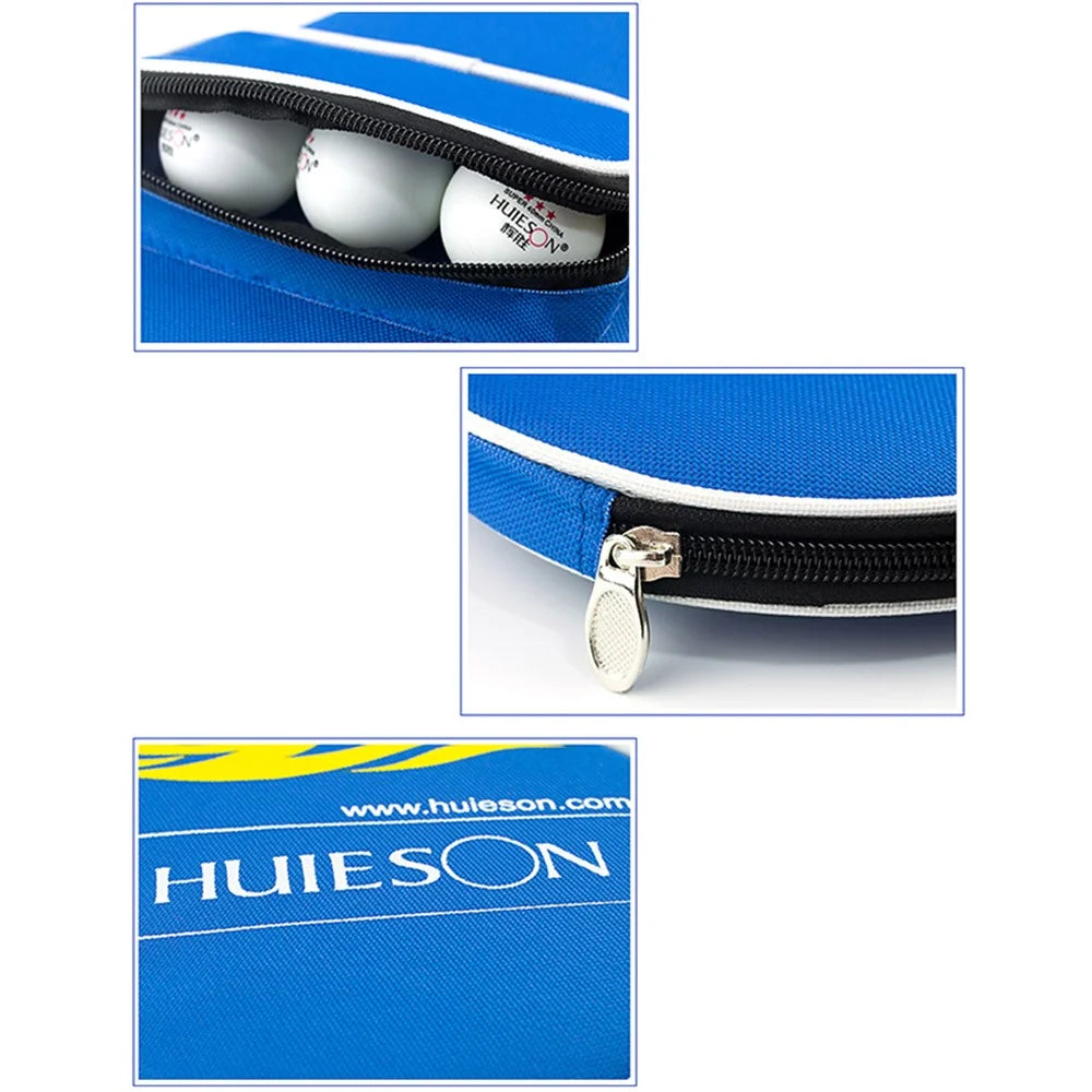 HUIESON HS-PT-H02 Gourd Shape Oxford Cloth+Sponge Cover Ping Pong Paddle Case for 1 Table Tennis Bat Racket - Blue / with Small Pouch - 3