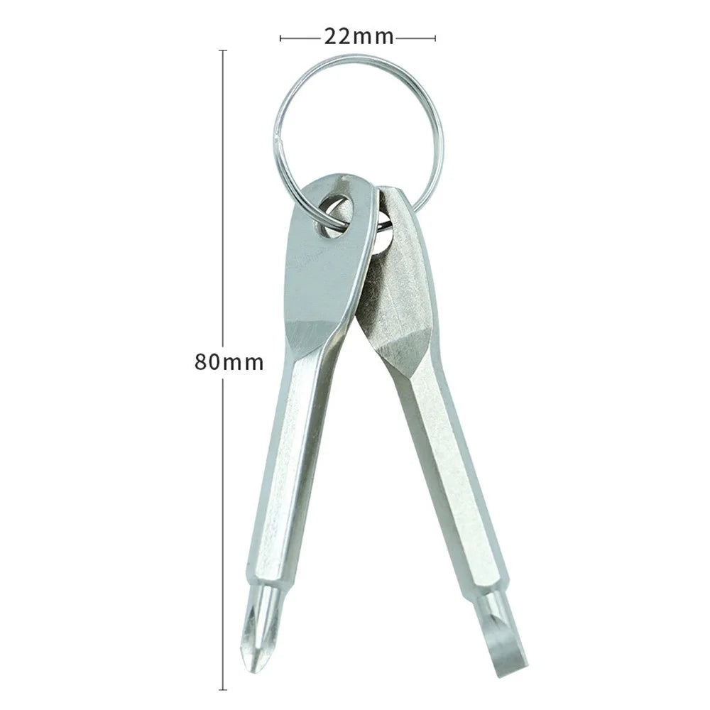 2-in-1 Outdoor Emergency Portable EDC Screwdriver Pocket Tool with Key Ring - Silver - 6