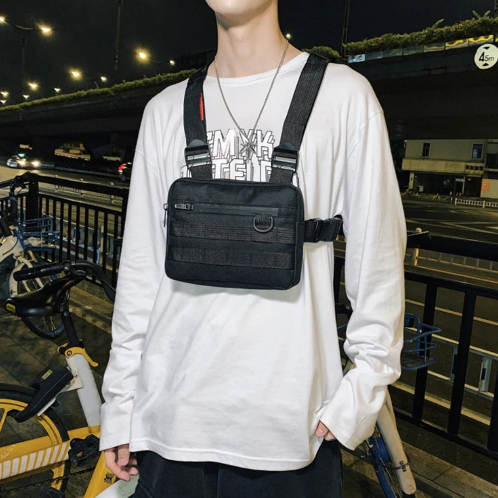 YA0274 Men Outdoor Tactical Vest Waterproof Oxford Cloth Military Chest Bag - Black - 2