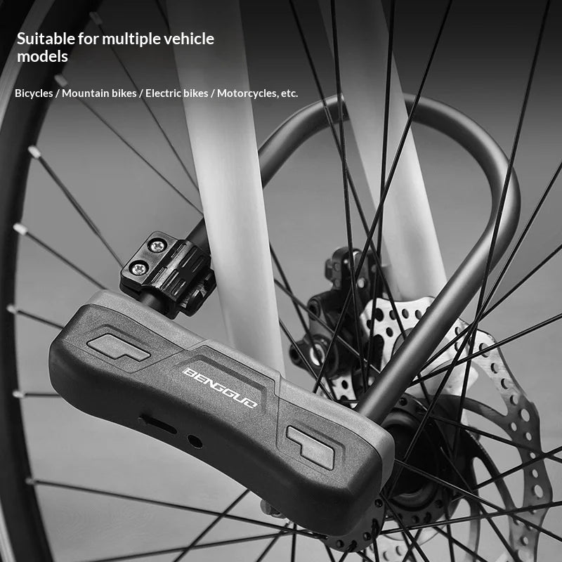 BENGGUO U Shape Anti Theft Lock for Bicycle / Electric Bike / Motorcycle Heavy Duty Alloy Steel Security Lock  - Black - 4