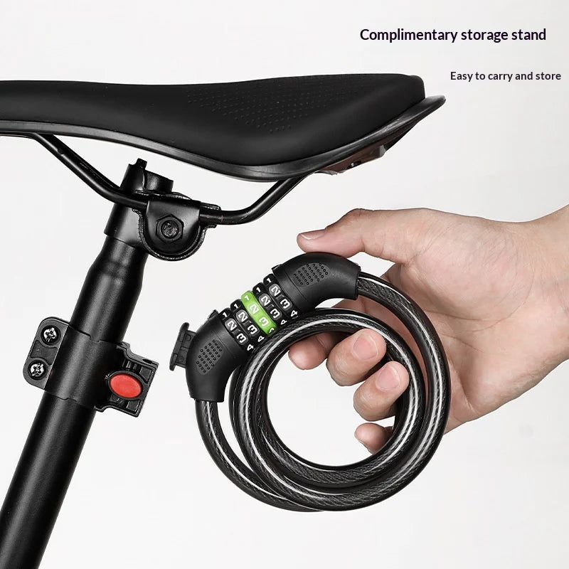BENGGUO 5-Digit Combination Bike Lock Thick Steel Cable Anti Theft Security Lock with Bracket - Black - 4