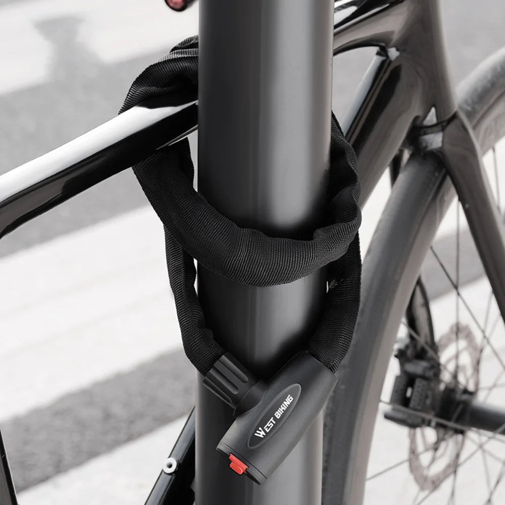 WEST BIKING 0.6m Bicycle Chain Lock High Security Anti-Theft Metal Lock with Keys for Motorcycle E-Bike - Black - 3