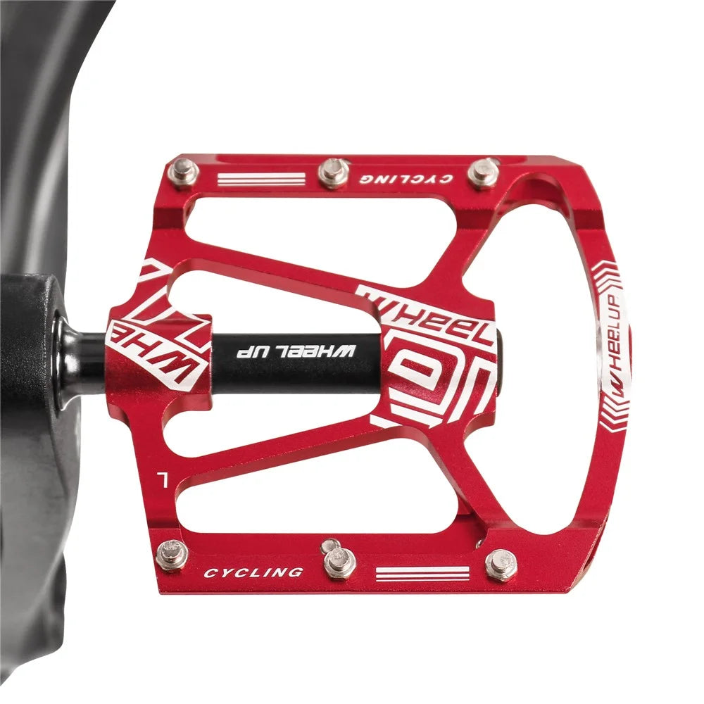 WHEEL UP 311 CNC Aluminum Alloy Bicycle Pedals Cycling Sealed Bearing Pedals Non-slip MTB Bike Pedals - Red - 2