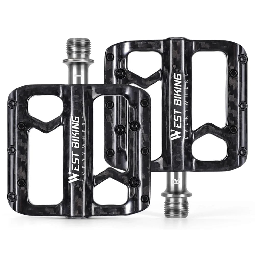 WEST BIKING YP0802132 1 Pair Carbon Fiber Pedals Titanium Alloy Spindle Road Folding Bicycle Ultralight Pedals - 2
