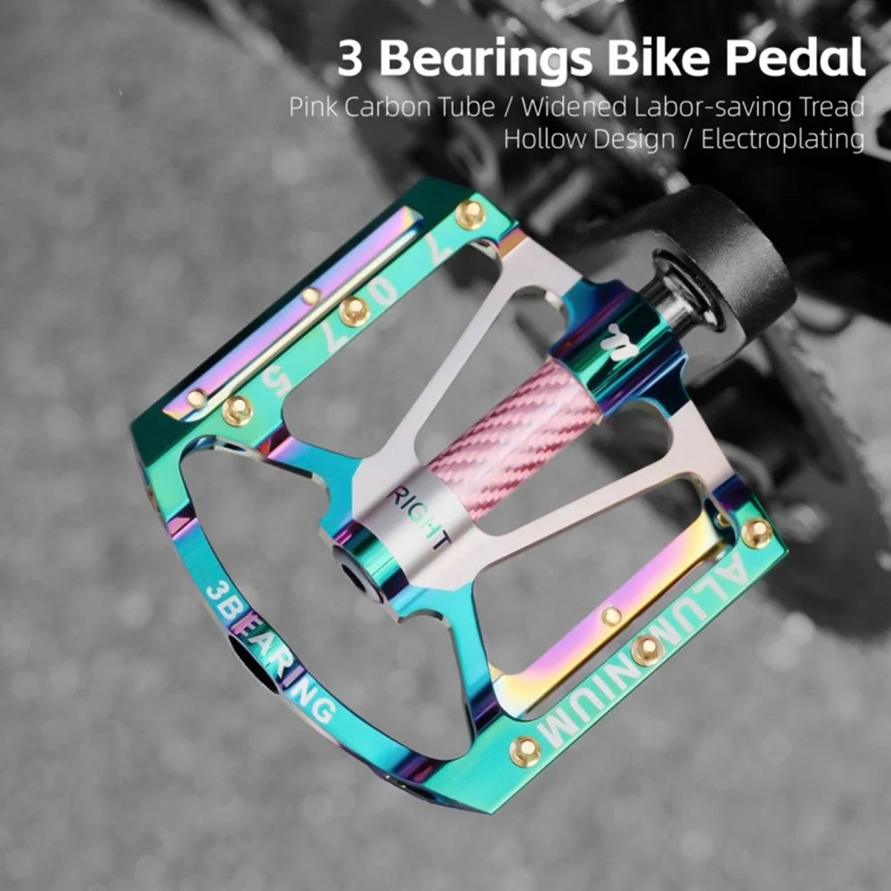 WEST BIKING 1 Pair Mountain Road Bike Aluminum Alloy Pedals Triple Bearing Electroplated Cycling Pedal - Green - 4