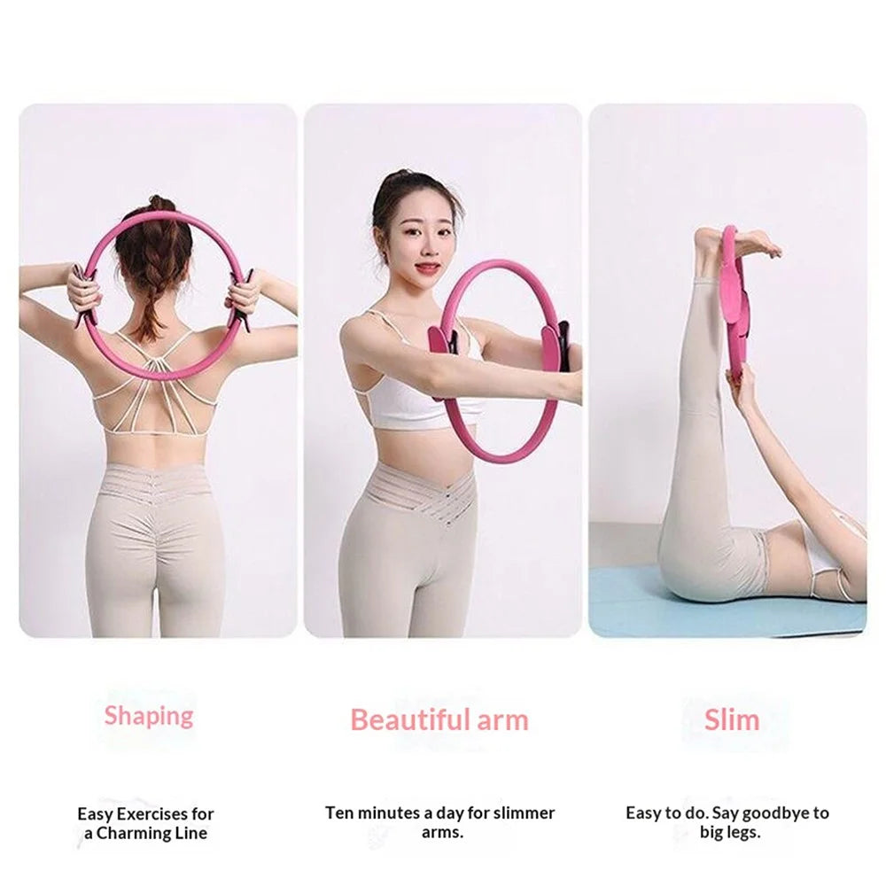 Pilates Equipment Set Yoga Ball Resistance Bands Non-Slip Socks Pump Pilates Kit for Home Fitness - Pink - 7