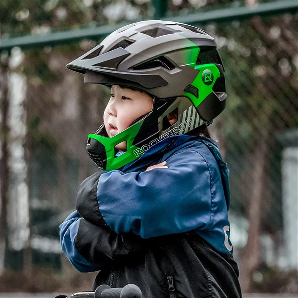 ROCKBROS TS-61 Kids Shock Absorption Bicycle Helmet Breathable Bike Balance Car Head Protection Helmet - Black/Green S - 2