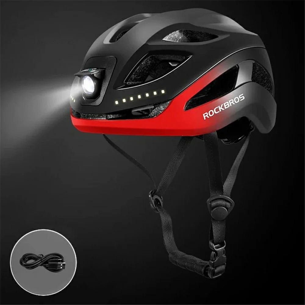 ROCKBROS ZK-077 Warning Light Cycling Helmet Bicycle Helmet Head Protector (CE) - Black+Red - 1