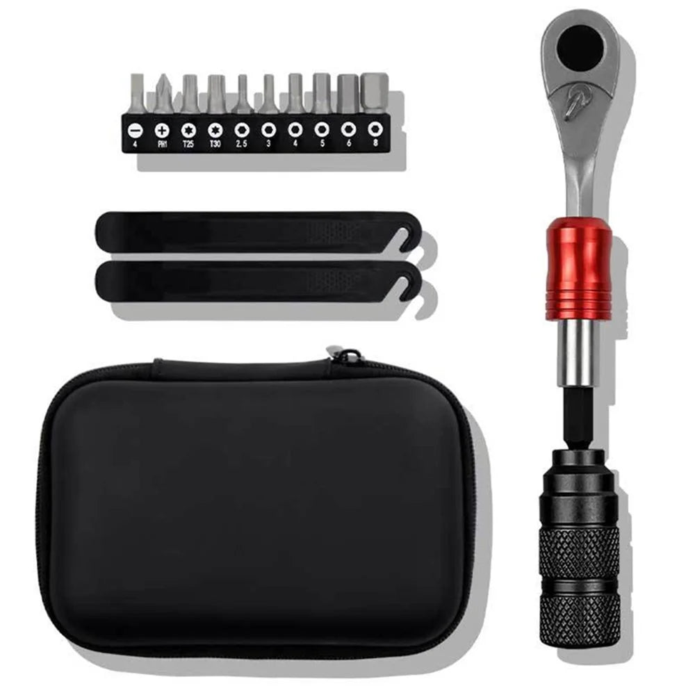 ENLEE E22904 Outdoor Cycling Ratchet Wrench Tool Kit Set for Bicycle Repair with Storage Bag - 1
