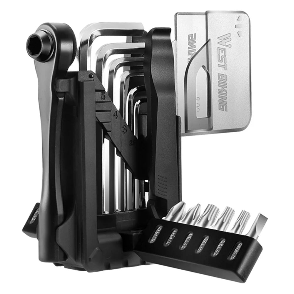 WEST BIKING YP0719453 Portable Bicycle Ratchet Wrench Set Multifunctional Bike Repair Tool Kit - 1