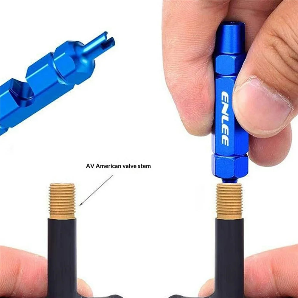 ENLEE E510 Bicycle Tire Valve Core Wrench Tool for FV / AV Valves Aluminum Alloy Portable Maintenance Tool - Blue - 3