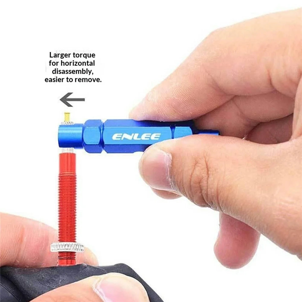 ENLEE E510 Bicycle Tire Valve Core Wrench Tool for FV / AV Valves Aluminum Alloy Portable Maintenance Tool - Blue - 5