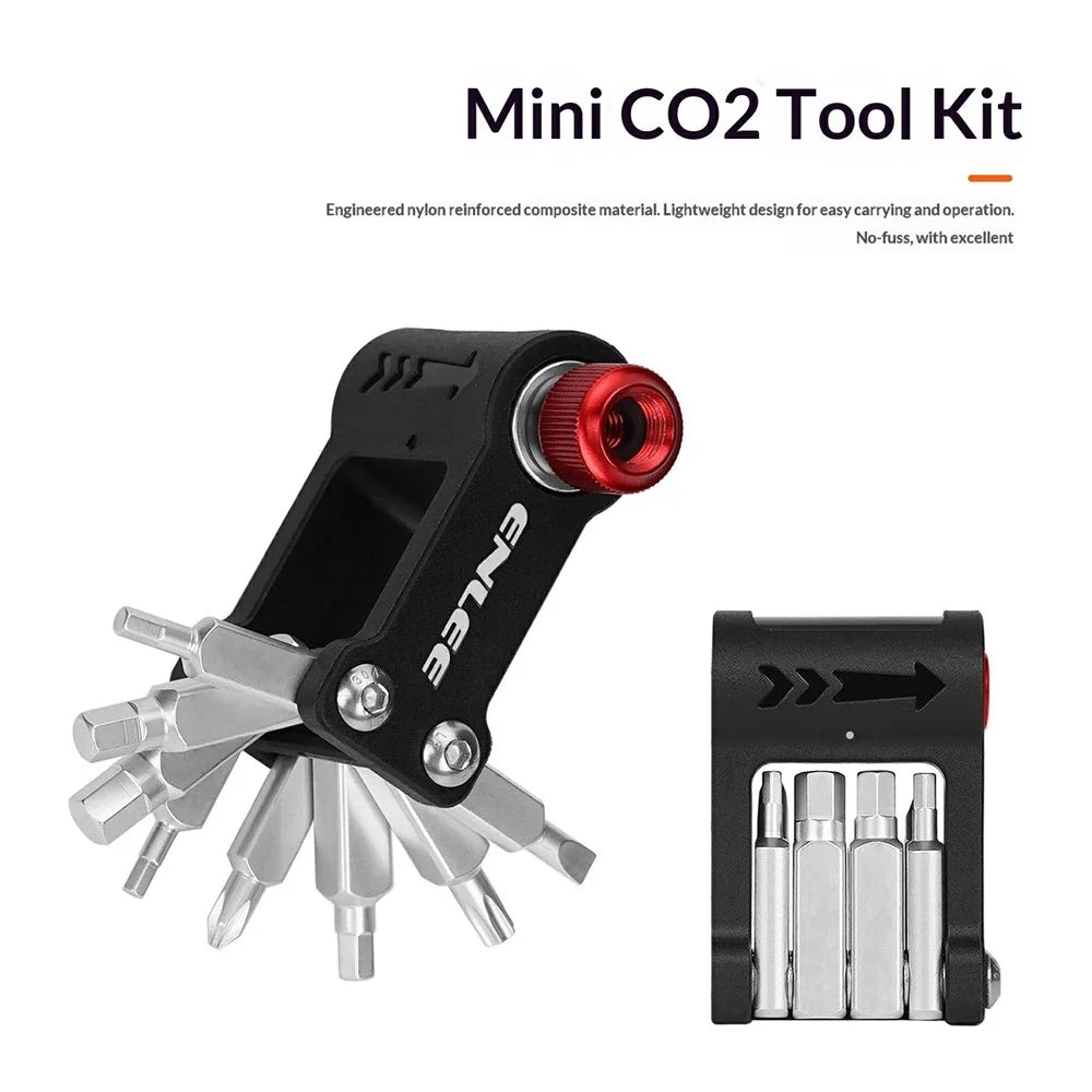 ENLEE EN55 Portable Bike Repair Tool Kit Mini Cycling Toolkit with CO2 Inflator for Bicycle Maintenance - 2