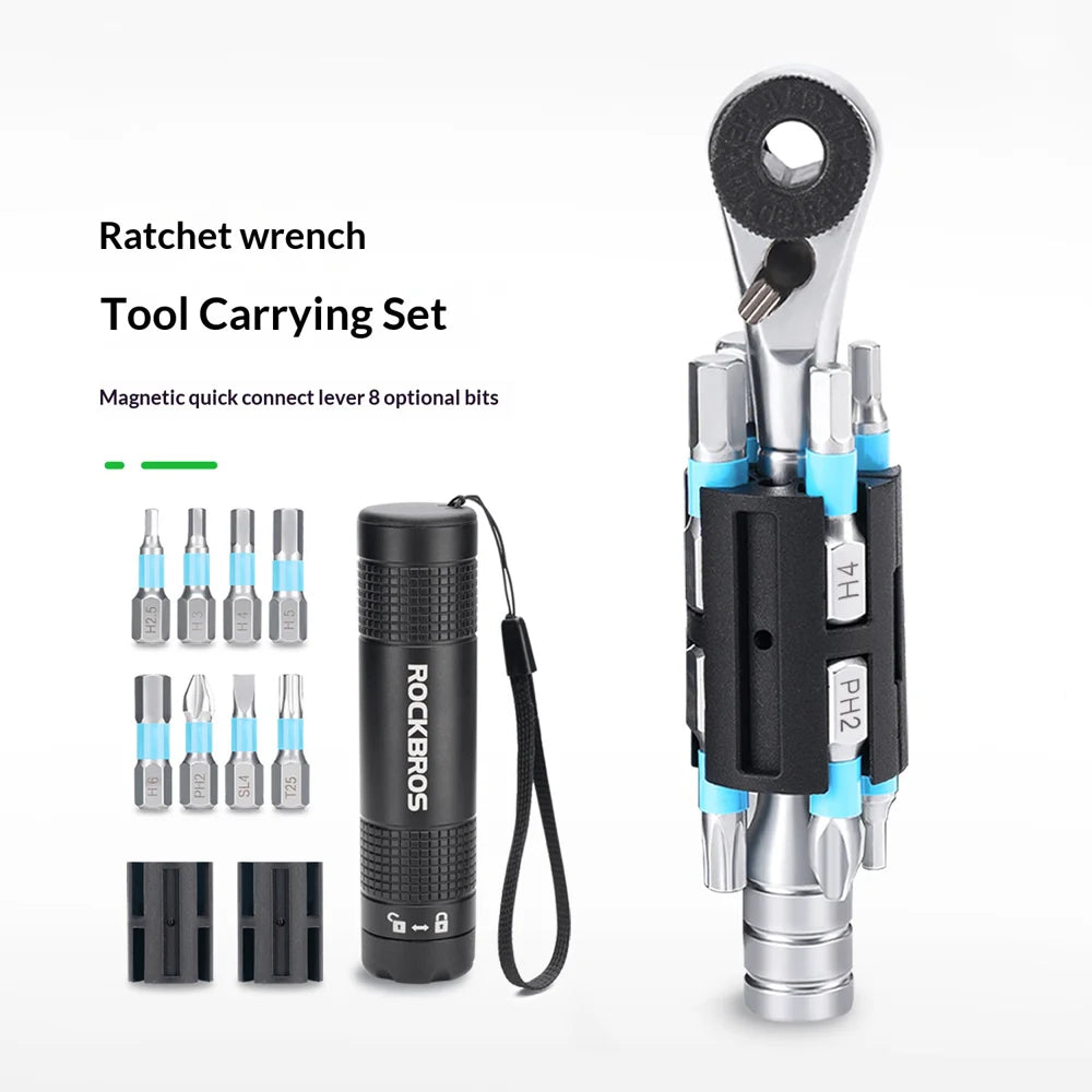 ROCKBROS TG-8601 Portable Ratchet Wrench Set with 8 Bits for Bike Repair Magnetic Hex Tool Kit - 2
