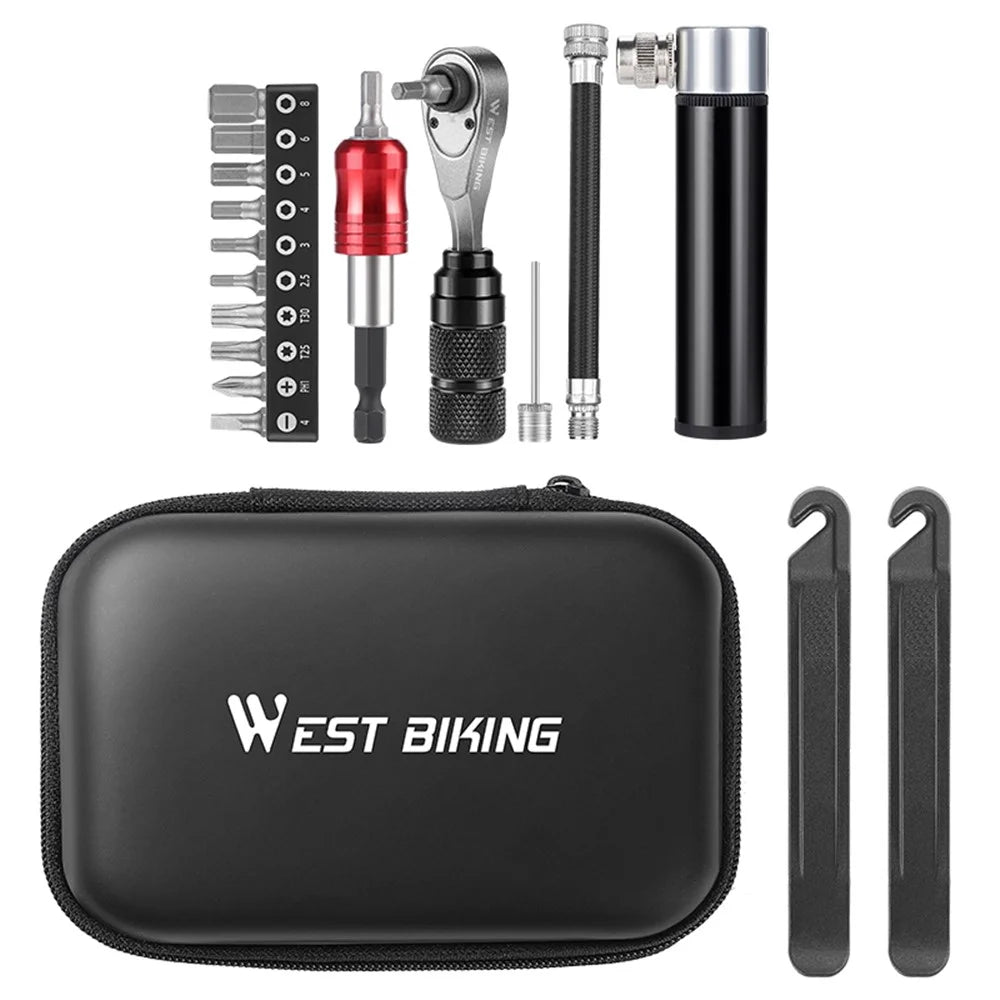 WEST BIKING YP0719355 Aluminum Alloy Ratchet Wrench Screwdriver Bit Repair Tool Kit (Advanced Version) - 1