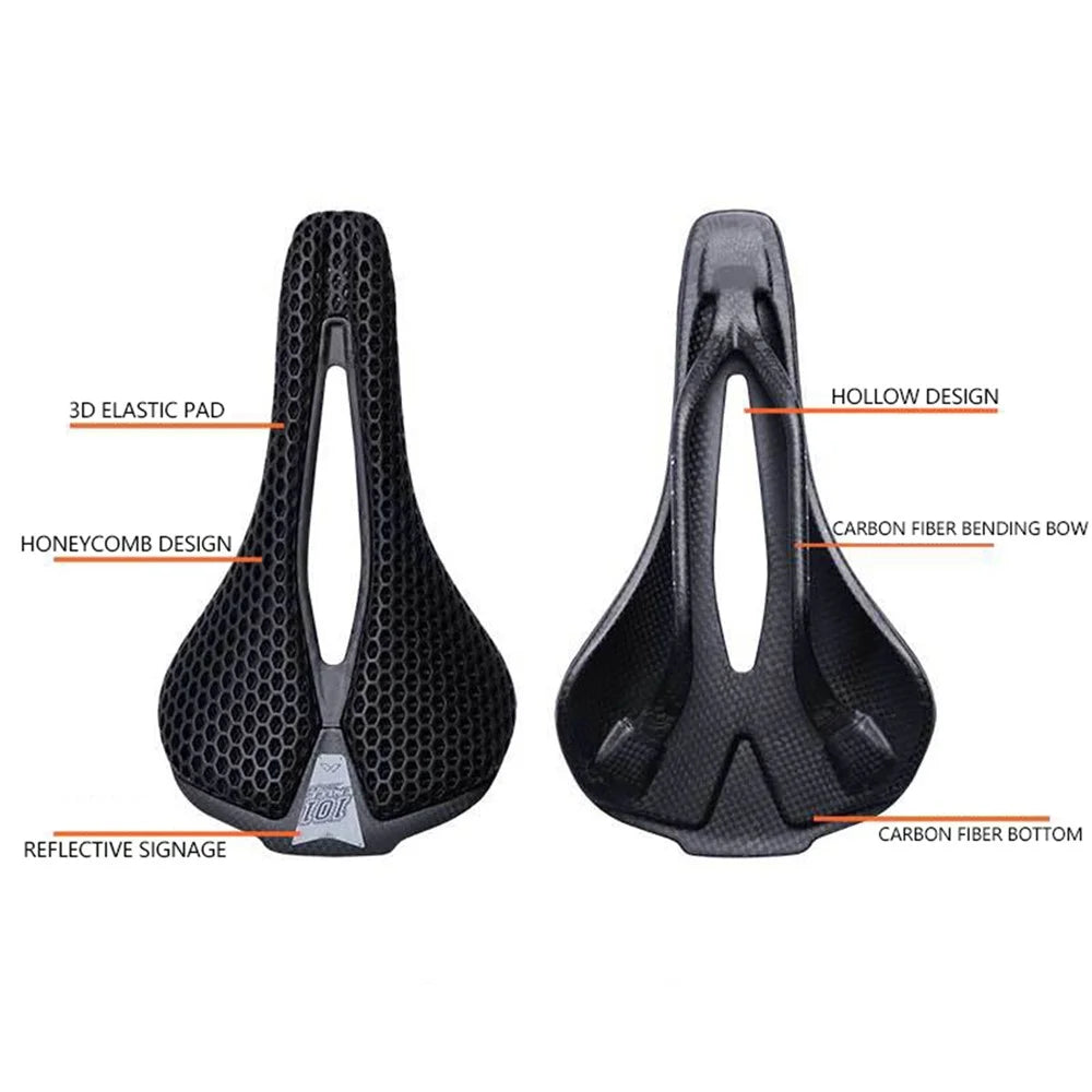ENLEE 3D Printing Bike Cycling Saddle Carbon Fiber Honeycomb Design Breathable Bicycle Seat, 250x140x17mm - 2