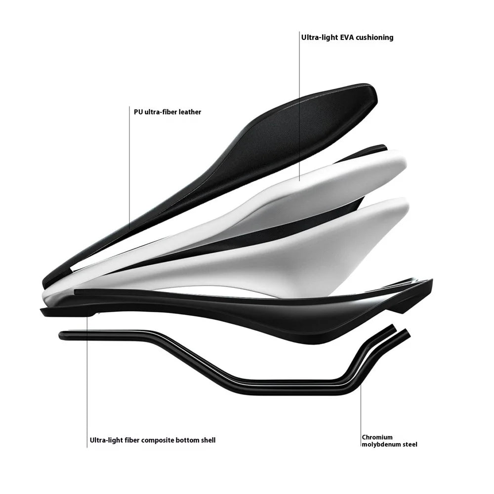ENLEE RS Sport Saddle EVA+PU Microfiber Leather Cycling Bike Hollow Breathable Seat - Style A - 4