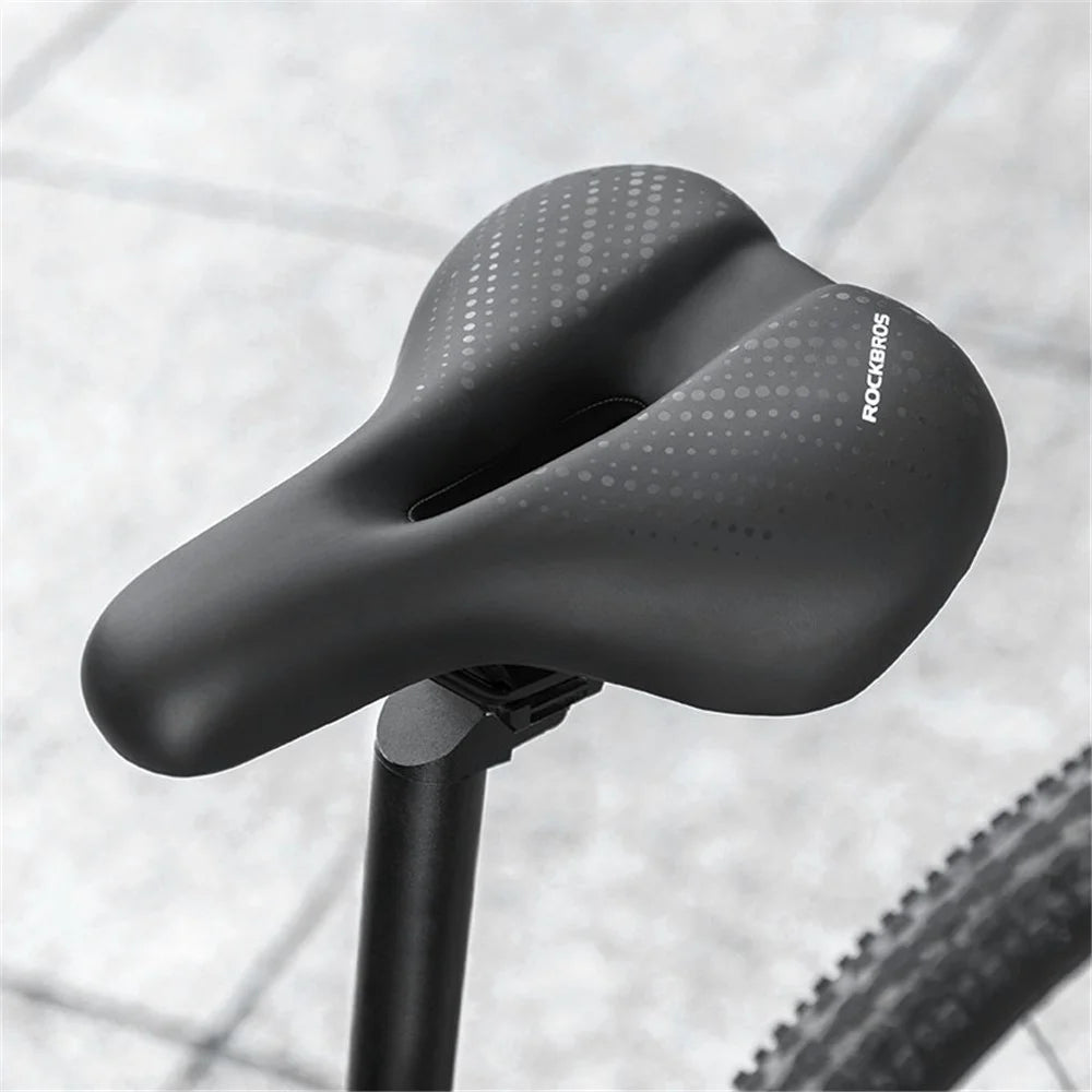 ROCKBROS 38218916002 MTB Bike Widen Saddle Seat PU Leather Shock-absorption Bicycle Cushion - 2