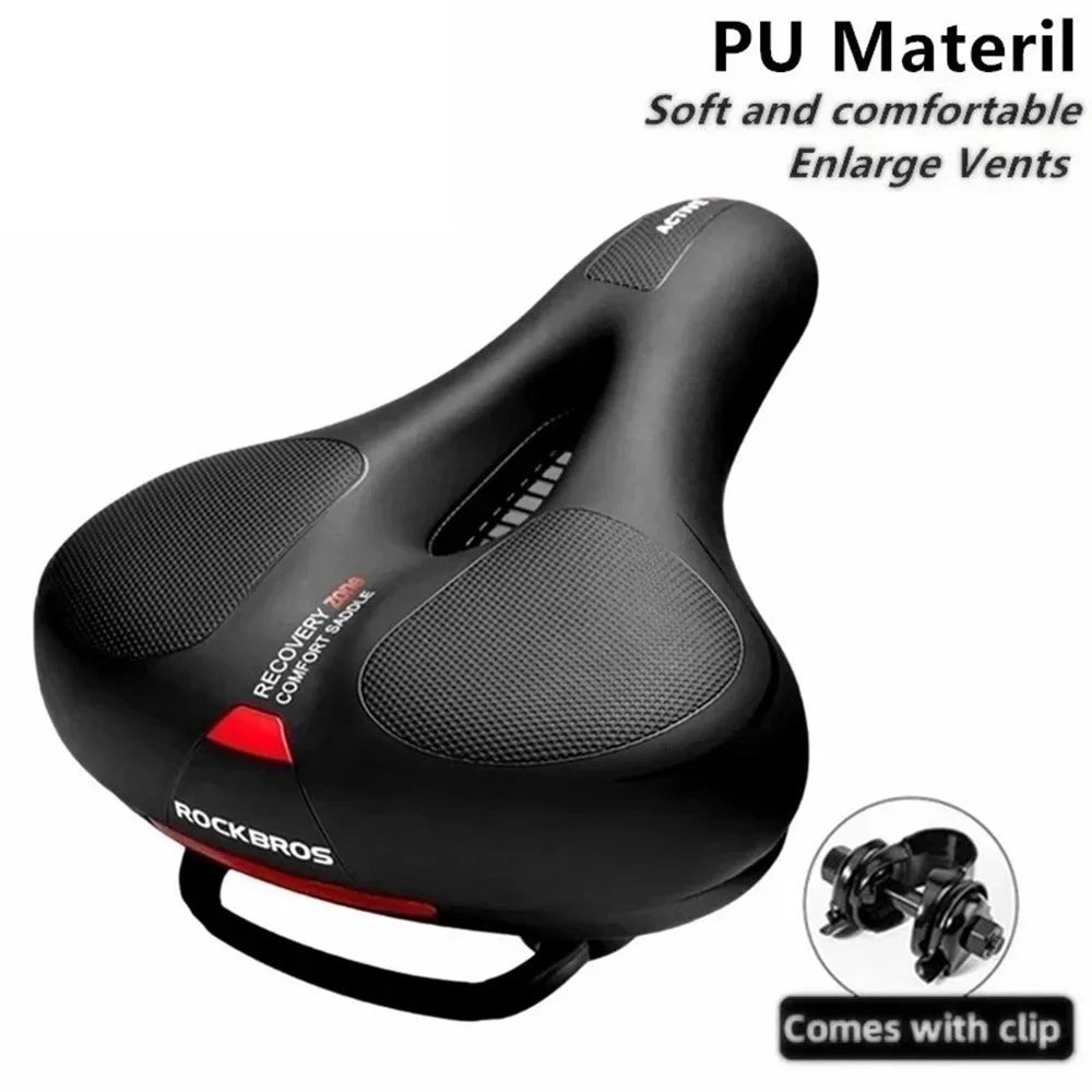ROCKBROS AQ-6090 PU Leather+Memory Foam Bike Seat Saddle Breathable Bicycle Seat Cushion - Red - 2