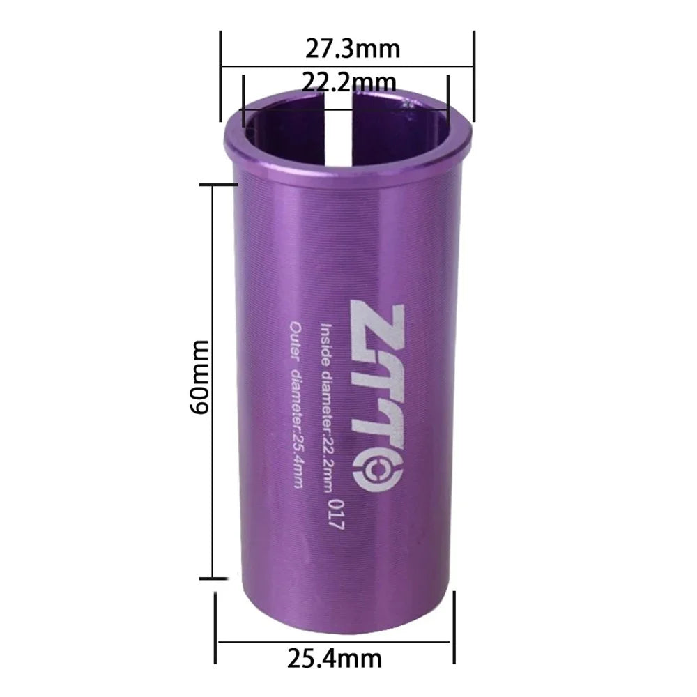 ZTTO Bike Seat Post Adapter Aluminum Bicycle Seat Post Tube Reducing Sleeve Converter - 22.2mm to 25.4mm - 1