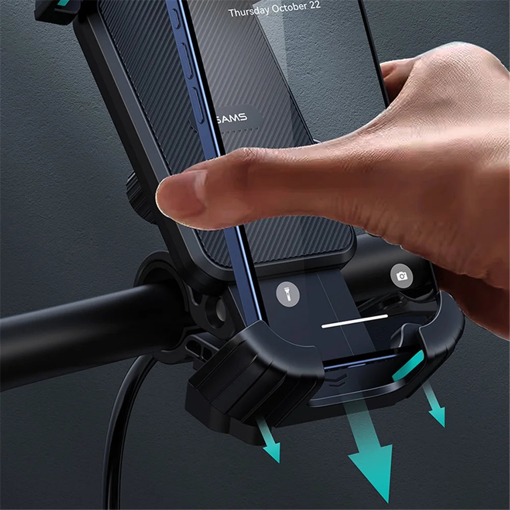 USAMS ZJ078 Bike Phone Holder Motorcycle Phone Mount Handlebar Cell Phone Clamp - 4