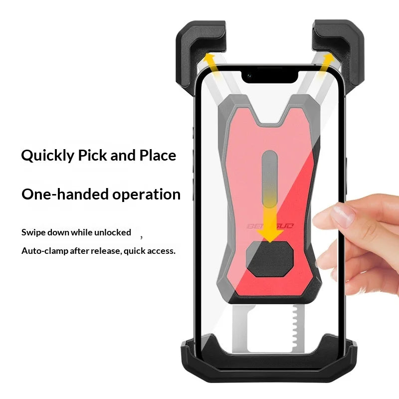 BENGGUO BG-1115 Anti-Shake Cellphone Holder 360 Degree Rotating Phone Mount for Bicycle/Motorcycle/E-Bike - Handlebar Mount/Black - 3