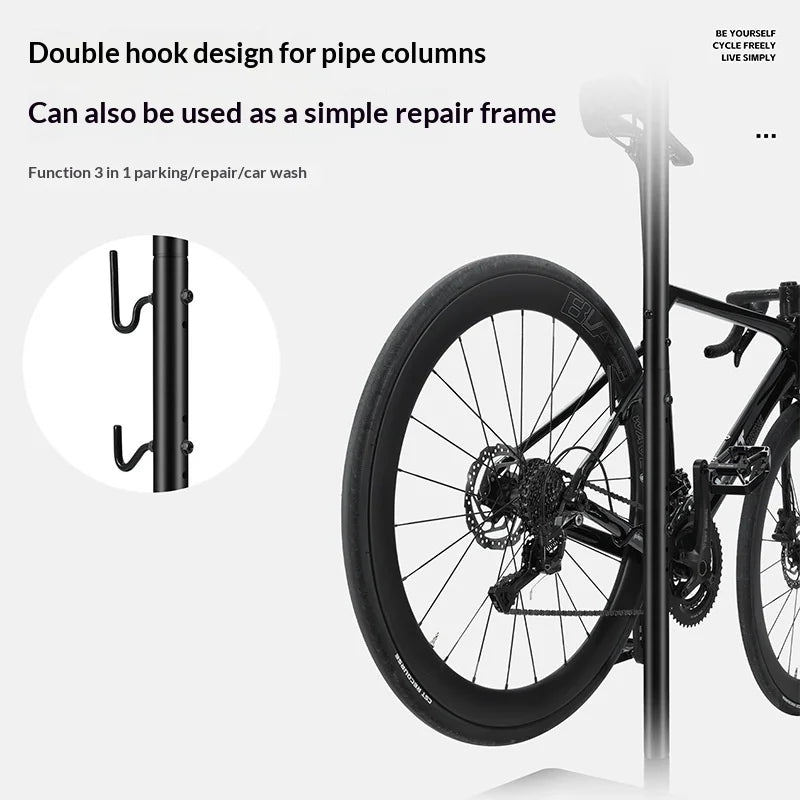 WEST BIKING YP0723029 Bike Repair Stand Floor Parking Rack Carbon Steel Road Mountain Bicycle Maintenance Rack - Black - 3