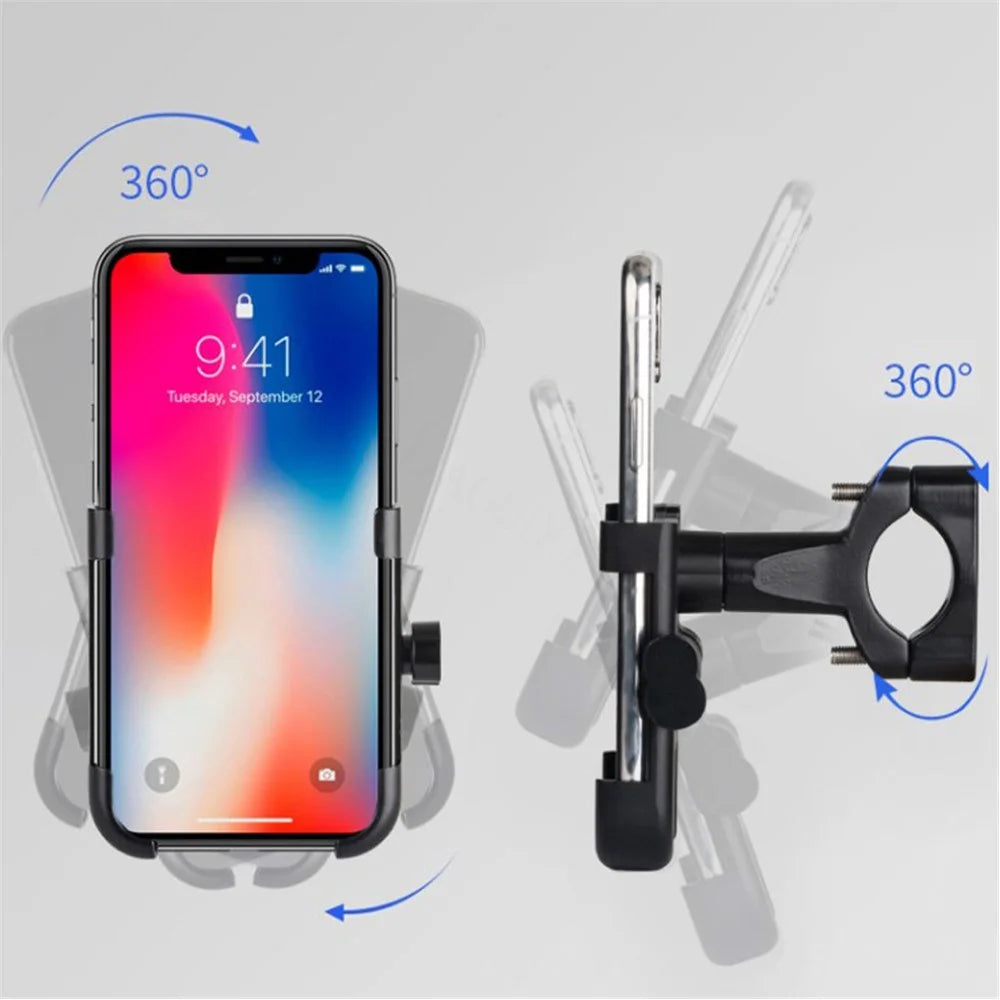 C1 Aluminum Alloy Bike Phone Holder Rotatable Bicycle Handlebar Mount Cellphone Bracket - Black - 3